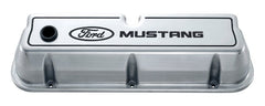 PROFORM 302-030 Engine Valve Covers; Tall Style; Die Cast; Polished with Mustang Logo; SB Ford