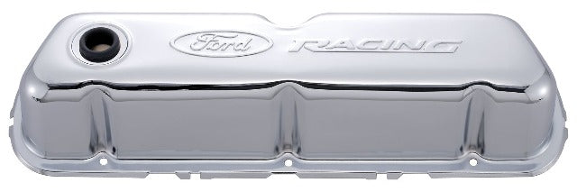 PROFORM 302-070 Engine Valve Covers; Tall Style; Steel; Chrome with Ford Logo; For SB Ford