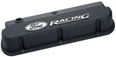 PROFORM 302-135 Valve Covers; Slant-Edge Tall; Die Cast; Black with Raised Ford Logo; SB Ford