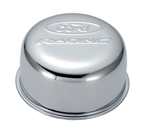 PROFORM 302-200 Valve Cover Breather Cap; Chrome; Twist-On Type; 3in. Diameter; With Ford Logo