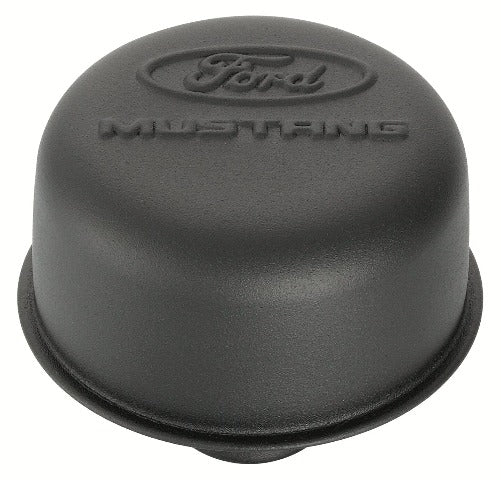 PROFORM 302-221 Engine Valve Cover Breather; 3 In Dia; Mustang Logo; Push-In Style;Black Crinkle