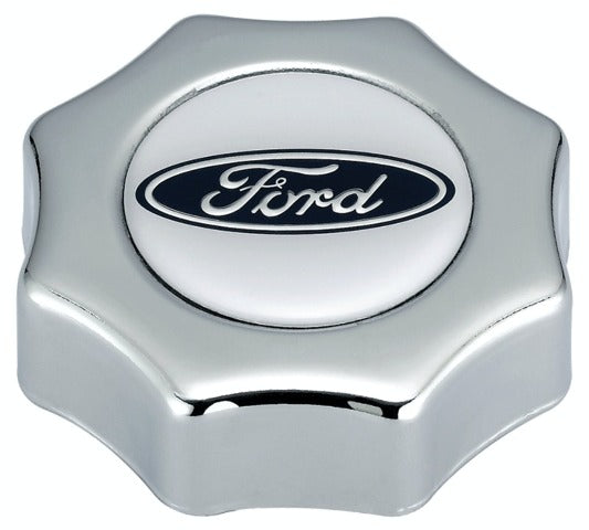 PROFORM 302-230 Engine Oil Filler Cap; Screw-In Type; Blue Oval Ford Logo; Chrome