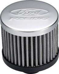PROFORM 302-236 Engine Valve Cover Breather; 3 In Dia; Ford Logo; Push-In Style w/o Hood; Chrome