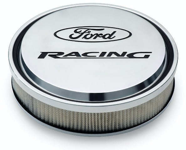 PROFORM 302-383 Slant-Edge Aluminum Air Cleaner Kit, Polished, Recessed Painted Emblems, 13