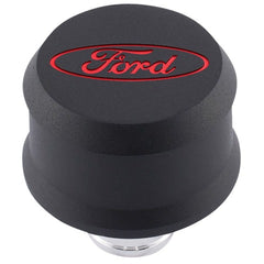 PROFORM 302-440 Slant-Edge Aluminum Breather Recessed Red Oval Emblem Push-In Black Crinkle