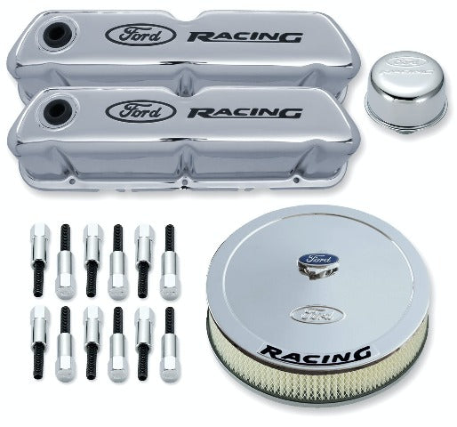 PROFORM 302-510 Engine Dress-Up Kit Chrome w/Black Ford Racing Logo Fits SB Ford Engines