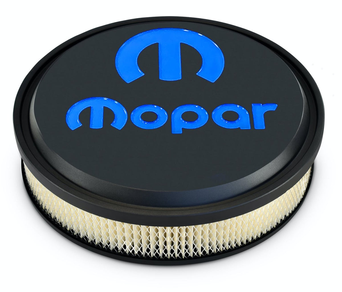 PROFORM 440-834 MOPAR Slant-Edge Air Cleaner Kit; Black Crinkle; Recessed Blue Emblem