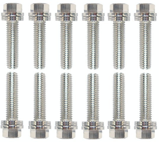 PROFORM 66755 Wedge-Locking Header Bolts; Hex Head; M8 X 1.181in; Chevy LS; Nickel Plt; 12 Pcs