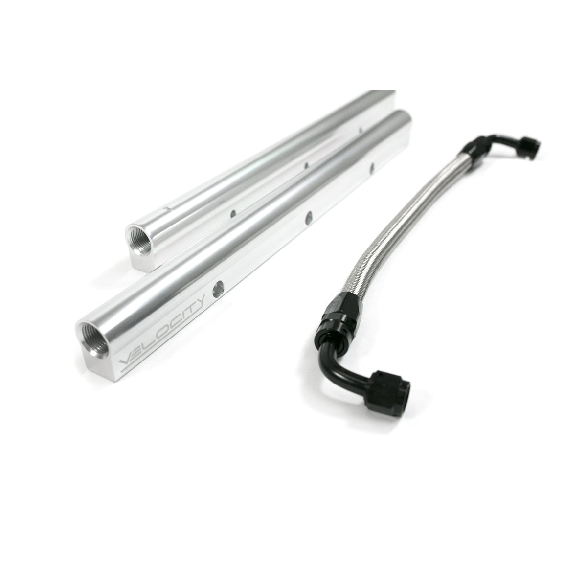 Top Street Performance 81011SL Fuel Rails - TSP Velocity Billet Aluminum w/ Mid Pipe; LS7, Silver