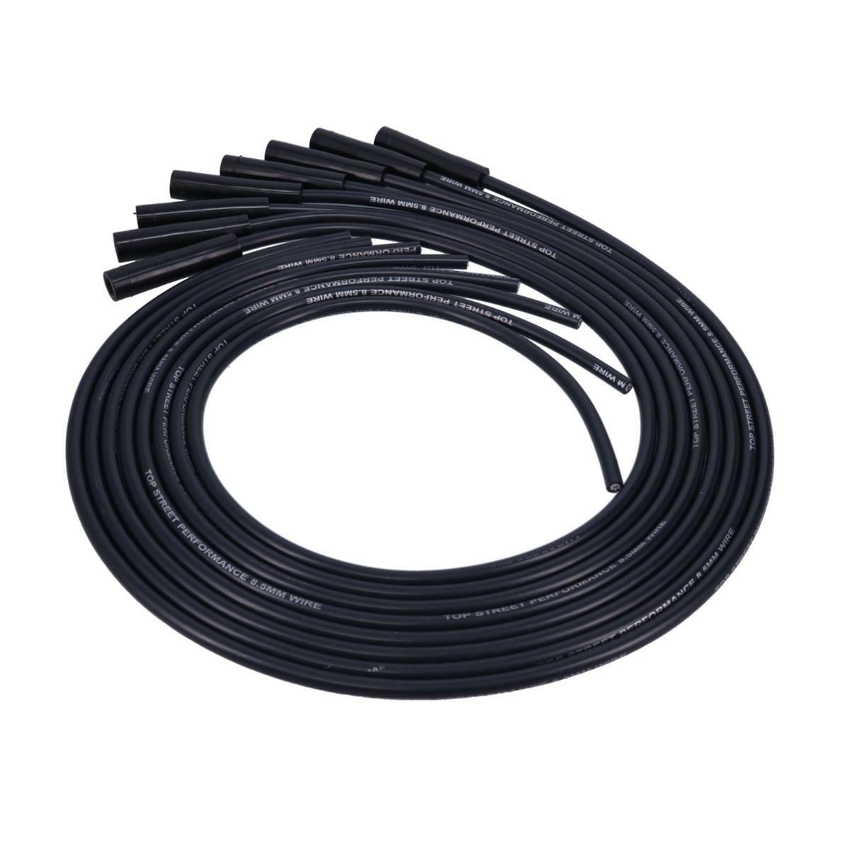 Top Street Performance 81025 8.5mm Universal LS/Lt Spark Plug Spark Plug Wire Set with 180? Plug Boots, Black