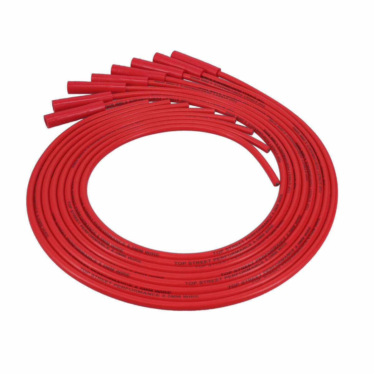 Top Street Performance 81225 8.5mm Universal LS/Lt Spark Plug Spark Plug Wire Set with 180? Plug Boots, Red