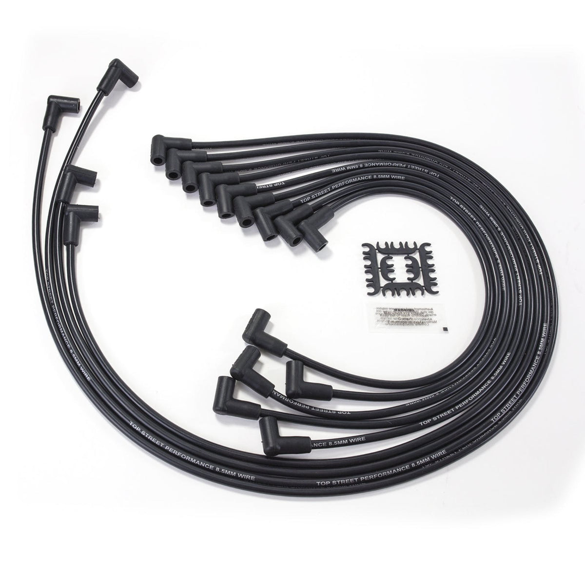 Top Street Performance 82090 8.5mm Chevy SB Spark Plug Wire Set with 90? Plug Boots, Black