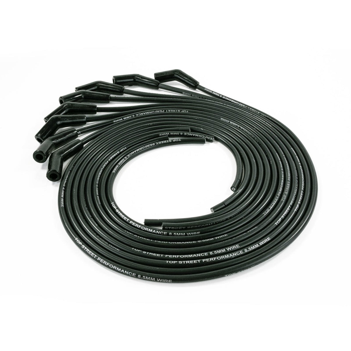 Top Street Performance 85035 Spark Plug Wire Set, Universal Fit 8.5mm with 135 degree Plug Boots, Black