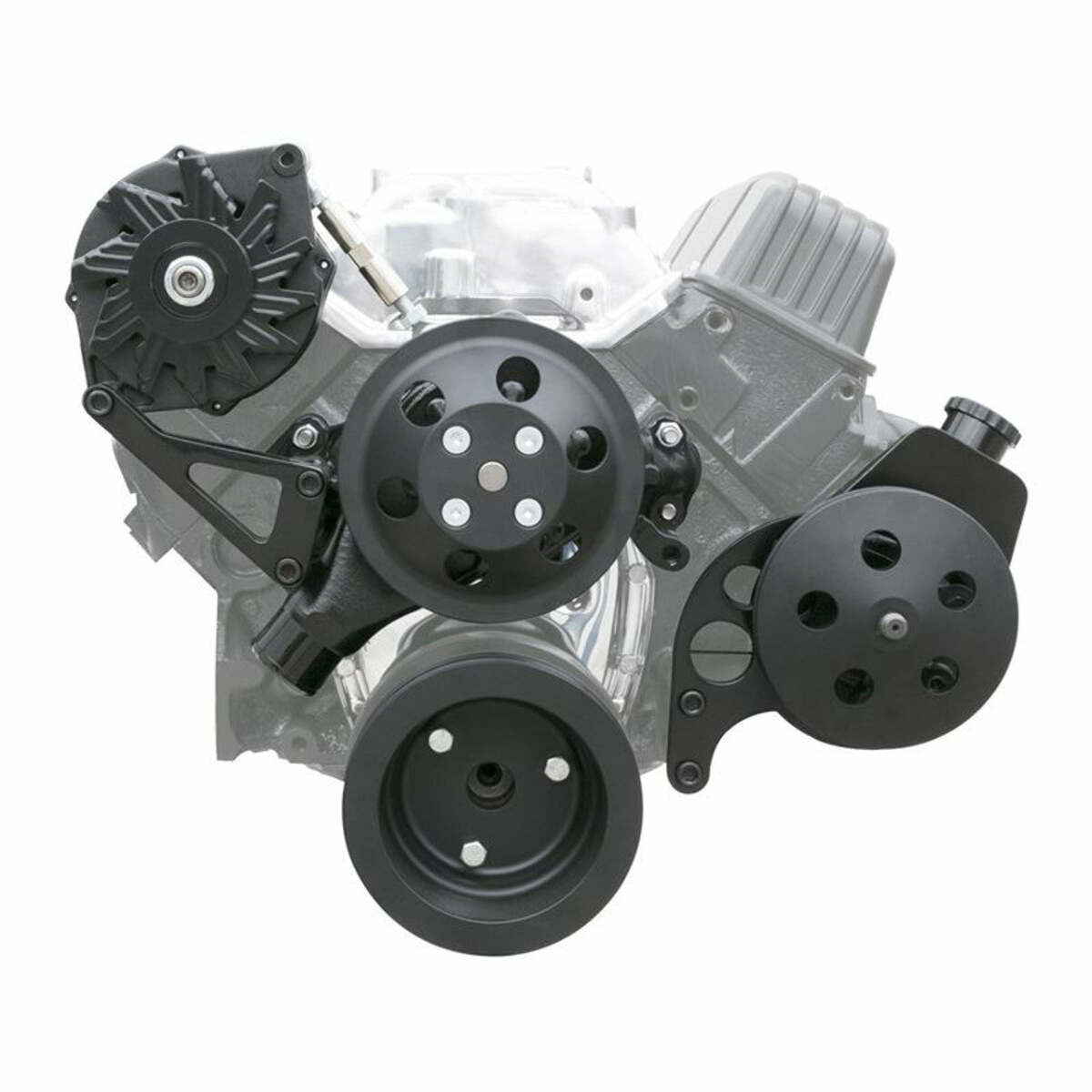 Top Street Performance DS35012BK Front Drive System, Black, with Alt, Water Pump, Power Steering, Brckts and Pulley