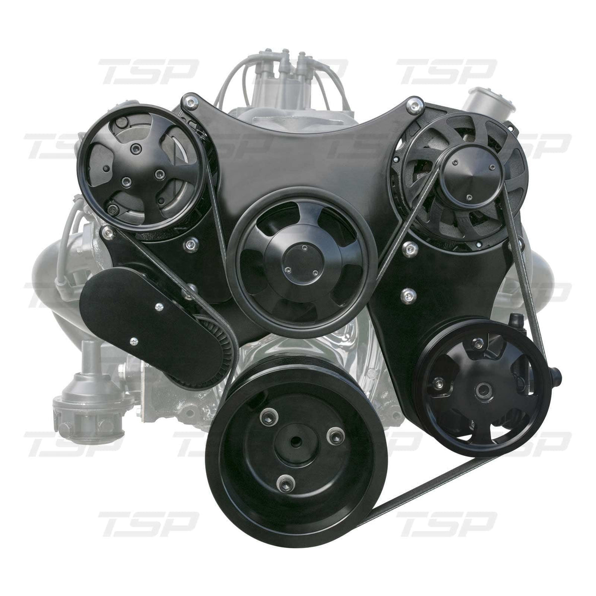 Top Street Performance DS3514BKX Sbc Serpentine Front Drive System Black