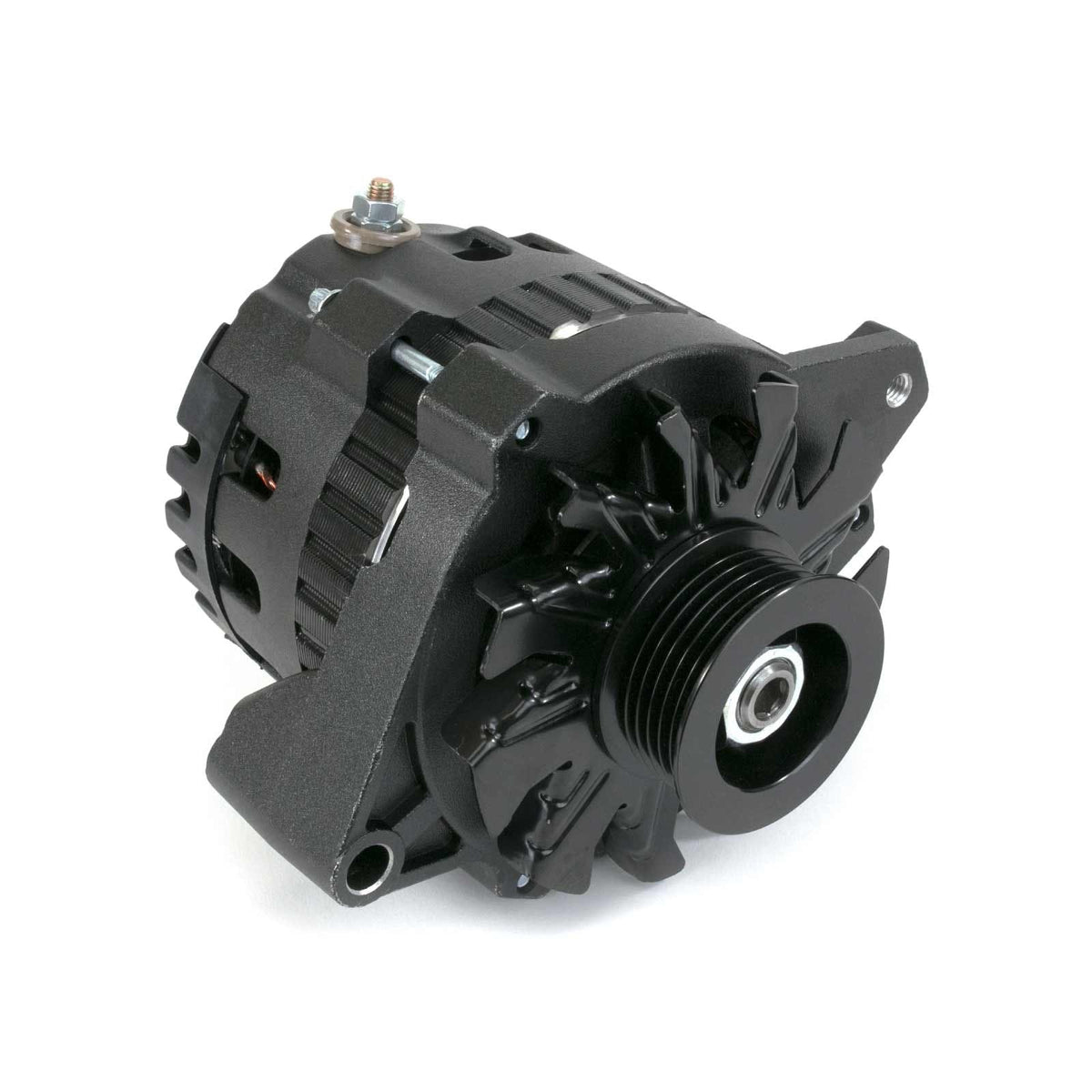 Top Street Performance ES1006BK Alternator 1 Wire or OEM Wire Setup, Side Battery Post Black