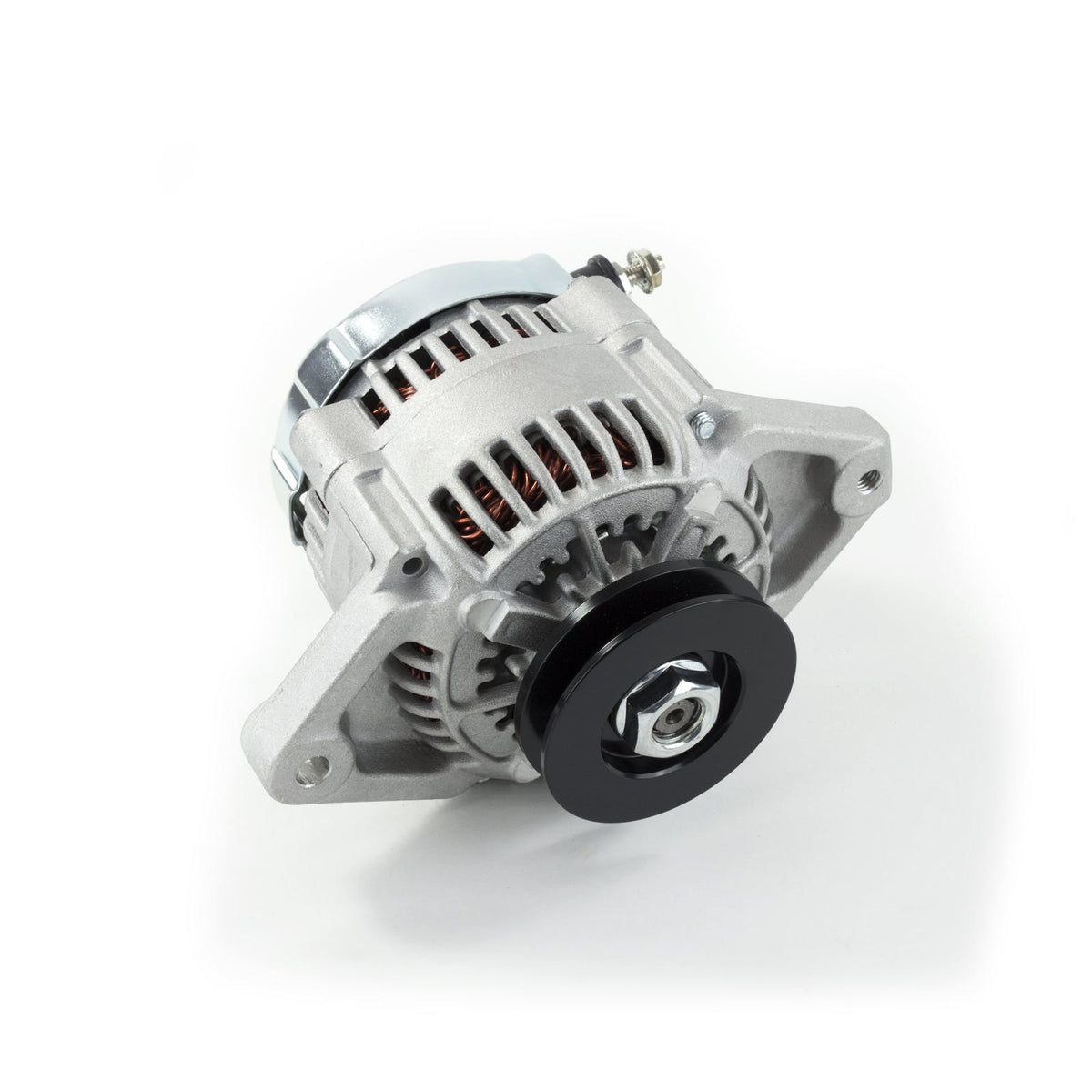 Top Street Performance ES1014 Alternator - GM Mini Denso Style, Street Rod Race, 90 AMP, 3/8 inch V-Belt, 1-Wire