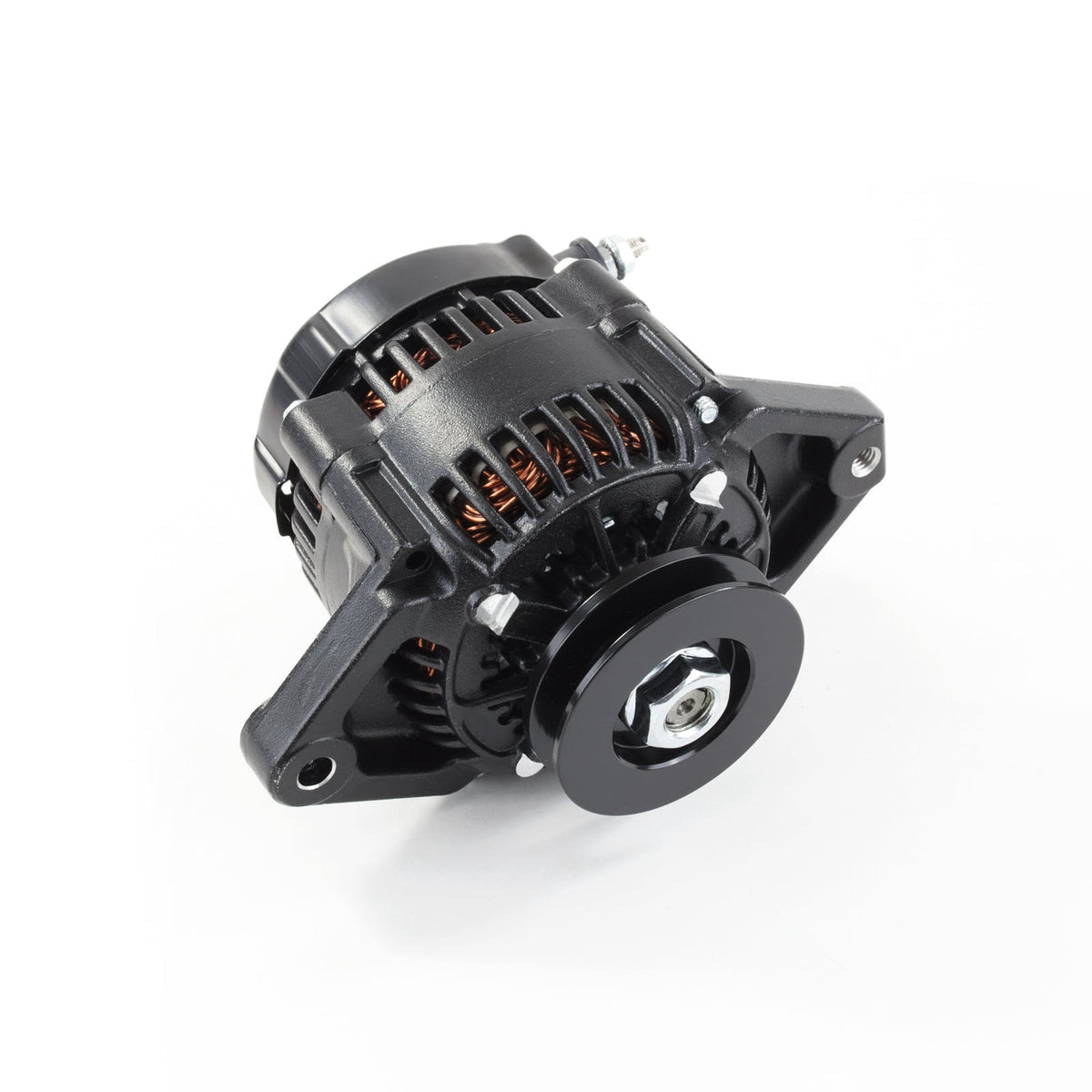 Top Street Performance ES1014BK Alternator - GM Mini Denso Style, Street Rod Race, 90 AMP, 3/8 inch V-Belt, 1-Wire