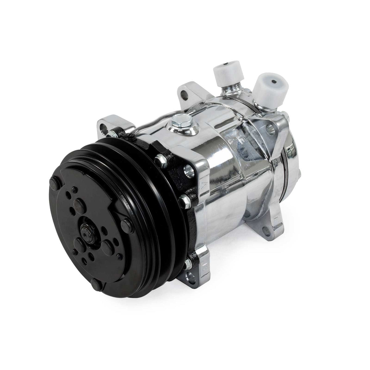 Top Street Performance HC5001C A/C Compressor, V-Belt, Sanden 508 Style, Chrome