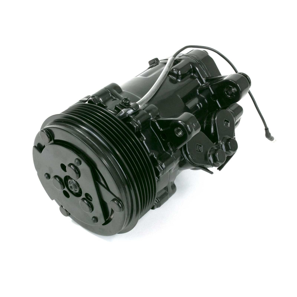 Top Street Performance HC5005BK A/C Compressor, Serpentine Belt, Sanden SD-7 Style, Sliver Clutch, Black