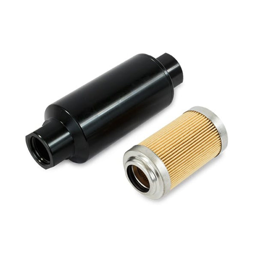 Top Street Performance JM1021BK Aluminum Inline Fuel Filter With 10 Micron Element, ORB-10, Black