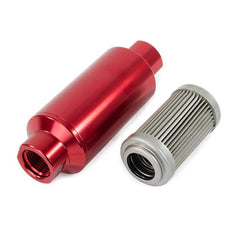 Top Street Performance JM1022R Aluminum Inline Fuel Filter With 40 Micron Element, ORB-10, Red
