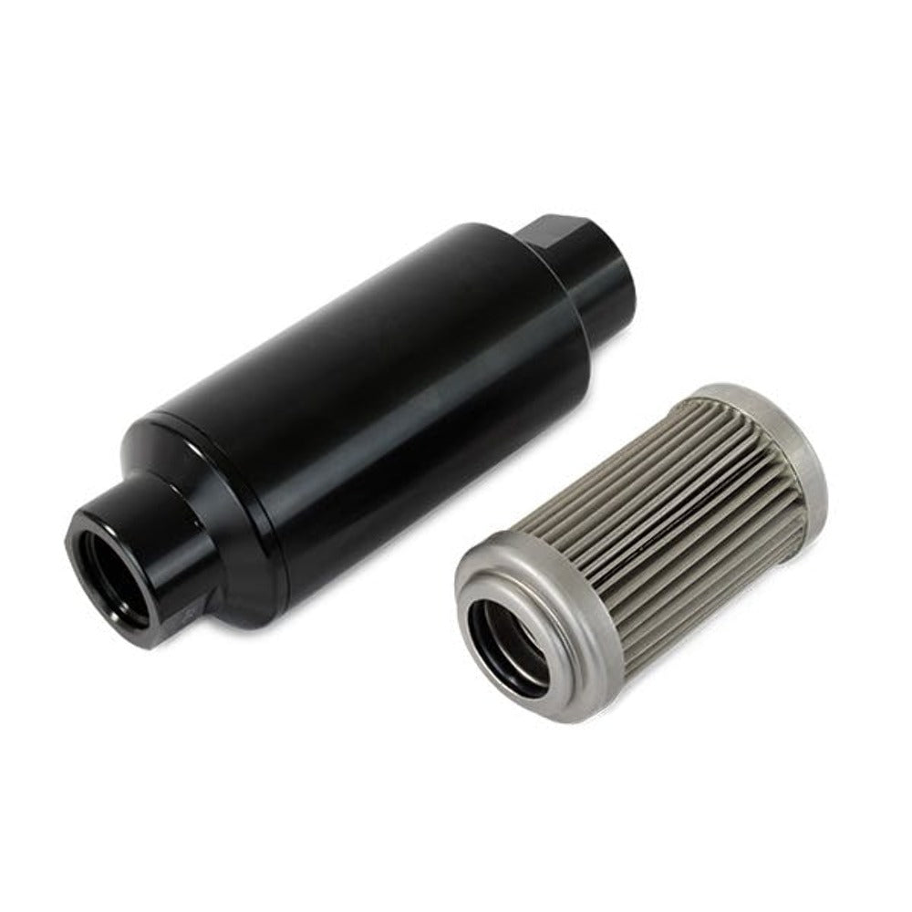 Top Street Performance JM1023BK Aluminum Inline Fuel Filter With 100 Micron Element, ORB-10, Black