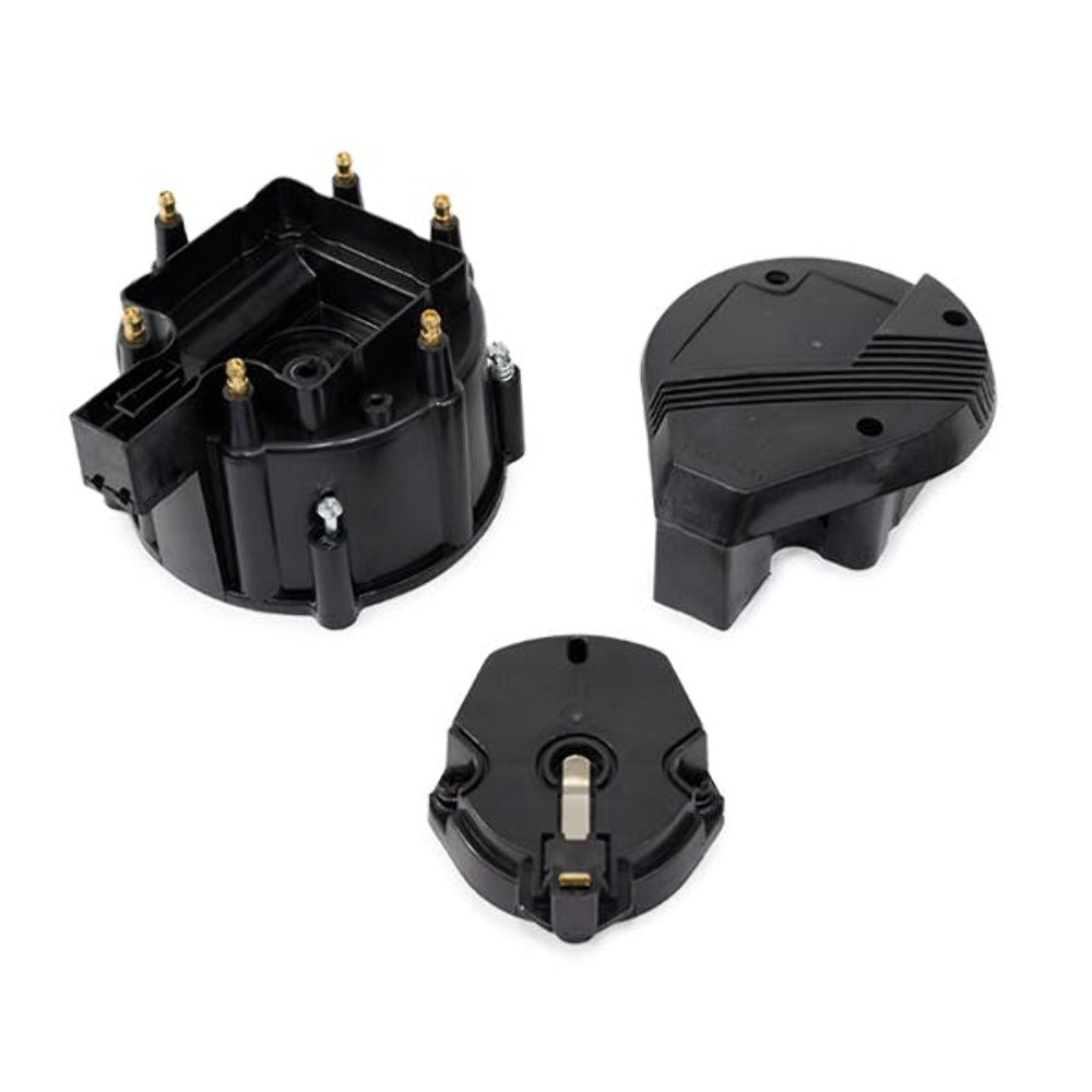 Top Street Performance JM6952BK HEI Distributor Cap and Rotor Kit Super Cap, Coil Cover, Rotor, Black