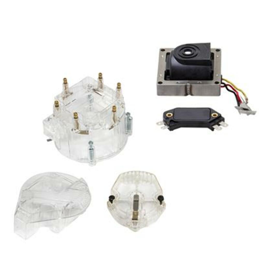 Top Street Performance JM6993CL-KT HEI Distributor Tune-Up Kit - OEM Cap/Rotor, 65K Volt Coil and Module, 6 Cyl Clear