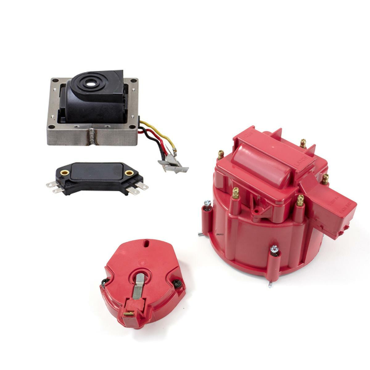Top Street Performance JM6994R-KT HEI Distributor Tune-Up Kit - OEM Cap/Rotor, 65K Volt Coil and Module, 6 Cyl Red