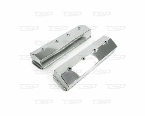 Top Street Performance JM8041-8CA Aluminum Tall Fabricated Tapered Valve Cover Short Bolt w/Hole, Clear Anodized