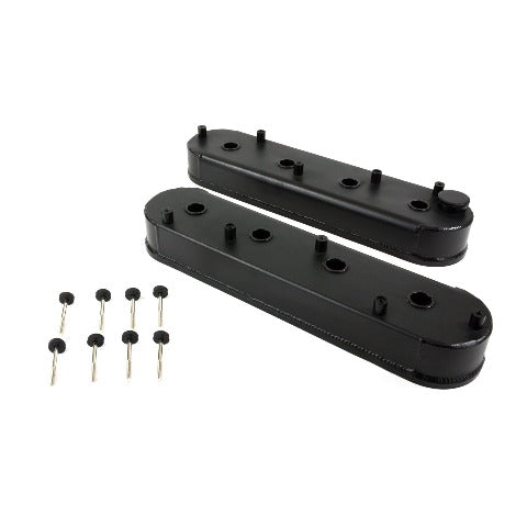 Top Street Performance JM8081-6BK Aluminum Fabricated Valve Cover w/ Coil Mounts, Sandblasted Black