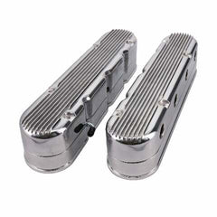 Top Street Performance JM8082-2 LS 2-pc Cast Alum Finned Valve Covers, Billet Oil Caps, Coil Mount/Cover, Satin
