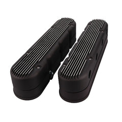 Top Street Performance JM8082-2BK GM LS 2pc Tall Finned Cast Alum Valve Cover, Mount Posts and Coil Cover, Black