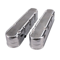 Top Street Performance JM8082-2P GM LS 2pc Tall Finned Cast Alum Valve Cover, Mount Posts and Coil Cover, Polished