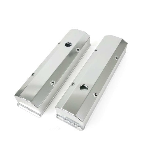 Top Street Performance JM8091-7CA Aluminum Tall Fabricated Valve Cover Long Bolt, w/ Breather Hole, Clear Anodized