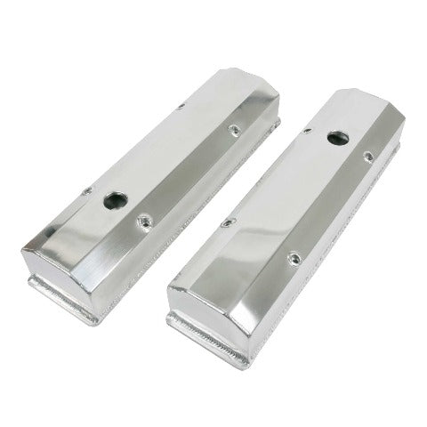 Top Street Performance JM8091-7P Aluminum Tall Fabricated Valve Cover Long Bolt, w/ Breather Hole, Polished