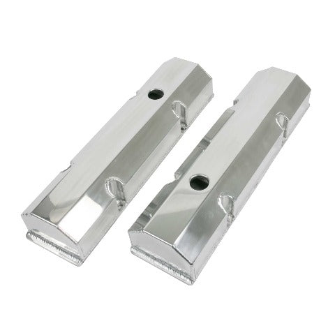 Top Street Performance JM8091-8P Aluminum Tall Fabricated Valve Cover Short Bolt, w/ Breather Hole, Polished