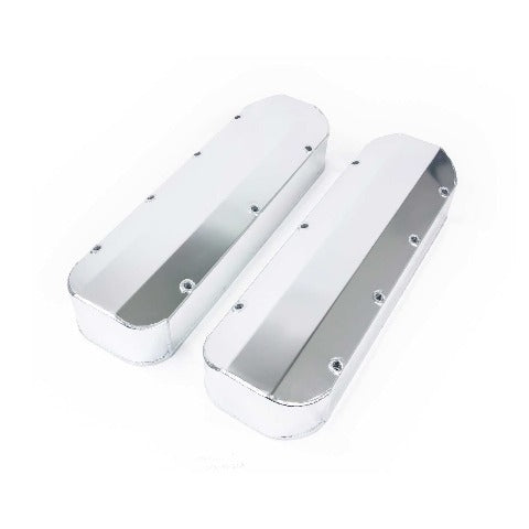 Top Street Performance JM8092-2CA Aluminum Tall Fabricated Valve Cover Long Bolt, w/o Breather Hole, Clear Anodize
