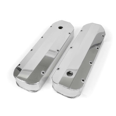 Top Street Performance JM8092-7P Aluminum Tall Fabricated Valve Cover Long Bolt, w/ Breather Hole, Polished
