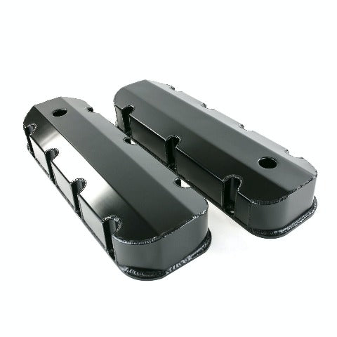 Top Street Performance JM8092-8BK Aluminum Tall Fabricated Valve Cover Short Bolt, w/ Breather Hole, Black