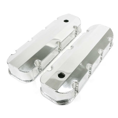 Top Street Performance JM8092-8P Aluminum Tall Fabricated Valve Cover Short Bolt, w/ Breather Hole, Polished
