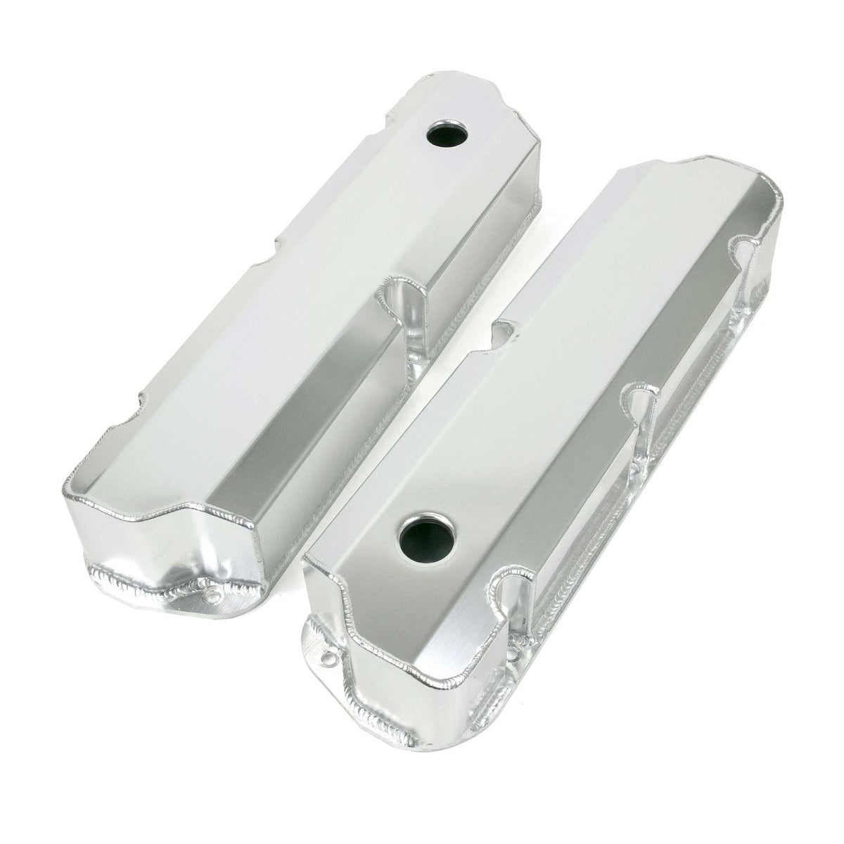 Top Street Performance JM8093-8CA Aluminum Tall Fabricated Valve Cover Short Bolt, w/ Breather Hole, Clear Anodize
