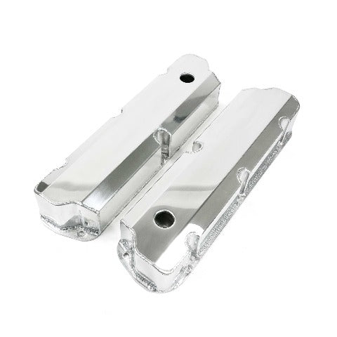 Top Street Performance JM8093-8P Aluminum Tall Fabricated Valve Cover Short Bolt, w/ Breather Hole, Polished