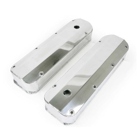 Top Street Performance JM8094-7P Aluminum Tall Fabricated Valve Cover Long Bolt, w/ Breather Hole, Polished