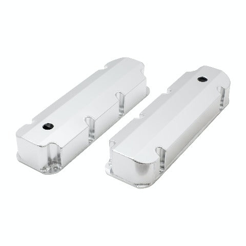 Top Street Performance JM8094-8CA Aluminum Tall Fabricated Valve Cover Short Bolt, w/ Breather Hole, Clear Anodize