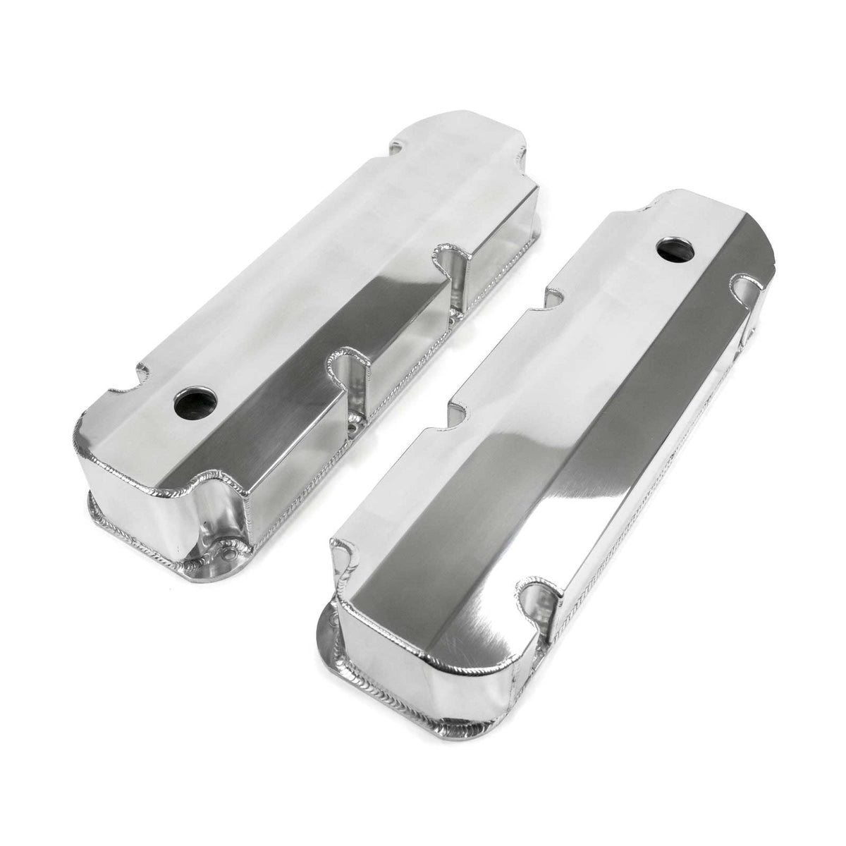 Top Street Performance JM8094-8P Aluminum Tall Fabricated Valve Cover Short Bolt, w/ Breather Hole, Polished