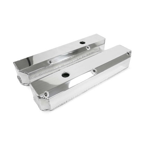 Top Street Performance JM8096-7P Aluminum Tall Fabricated Valve Cover Long Bolt, w/ Breather Hole, Polished