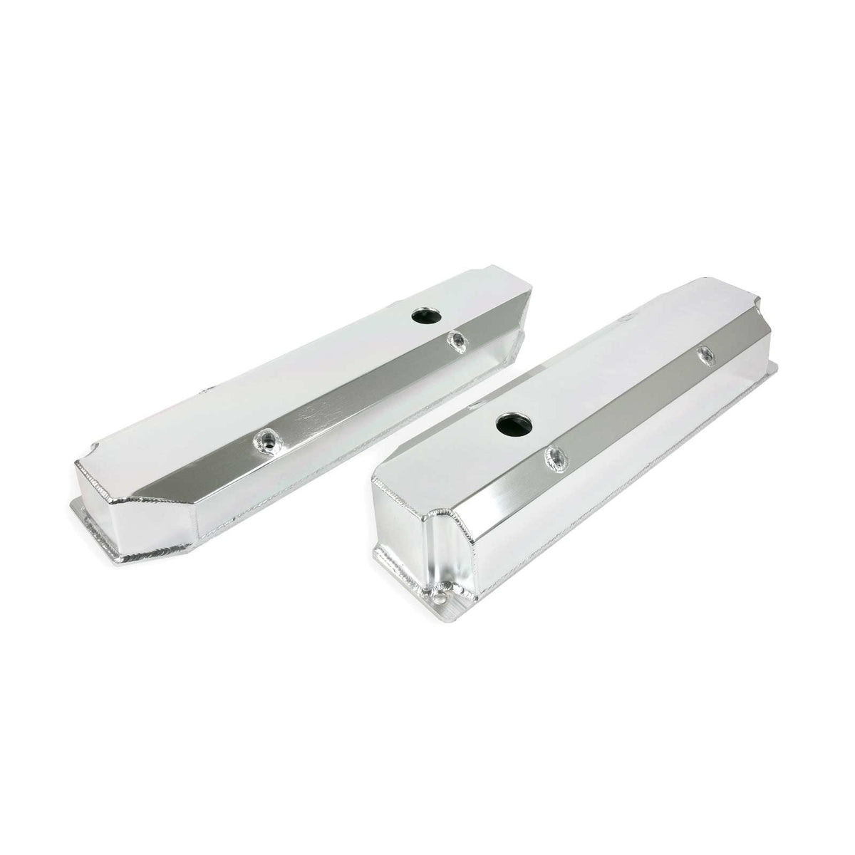 Top Street Performance JM8097-7CA Aluminum Tall Fabricated Valve Cover Long Bolt, w/ Breather Hole, Clear Anodized