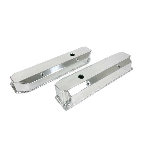 Top Street Performance JM8097-7P Aluminum Tall Fabricated Valve Cover Long Bolt, w/ Breather Hole, Polished